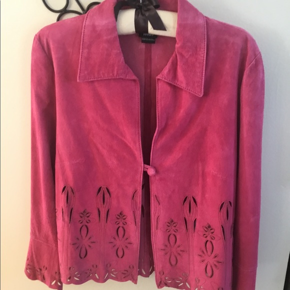 ☃️ Pink Suede Jacket Top Size M - Picture 3 of 13